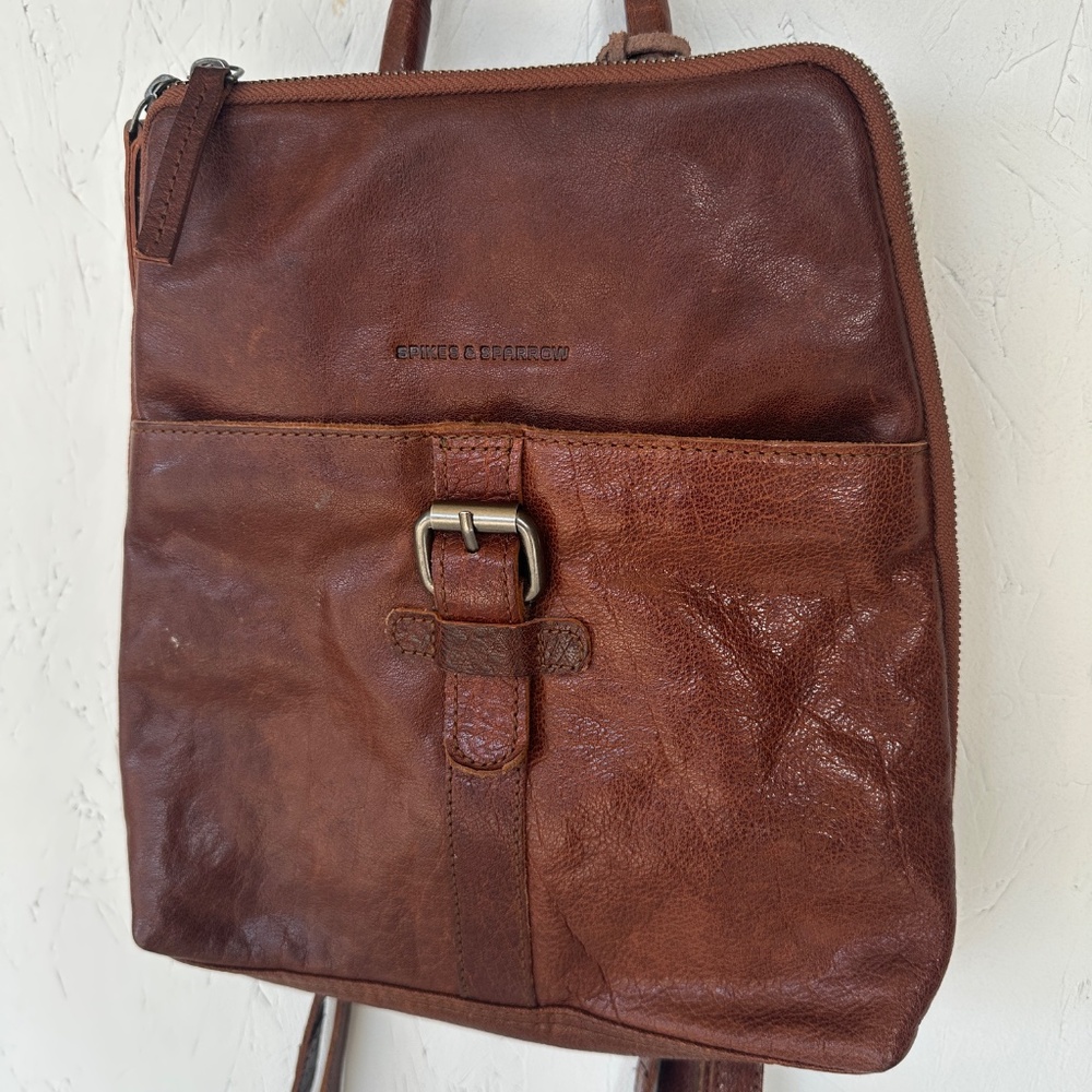 Spikes and Sparrow Texas Leather Backpack in Brandy Cognac - Picture 4 of 14